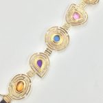 14k Gold Bracelet with Five individually-set Cabochons)