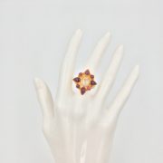 14k Gold Moonstone and Tourmaline Ring