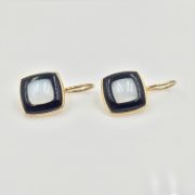 14k Gold Black Onyx and Moonstone Earrings