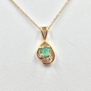 Tiffany and Company 14k Gold Emerald and Diamond Necklace