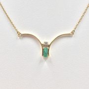 18k Gold Emerald and Diamond Necklace