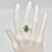 14k Gold Emerald Cabochon Ring