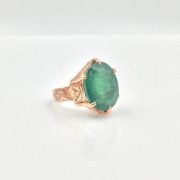 14k Gold Victorian Hand-Engraved Emerald Ring