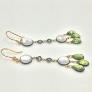 9k Gold Tourmaline and Moonstone Earrings