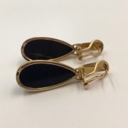 14k Textured Gold Black Onyx Earrings