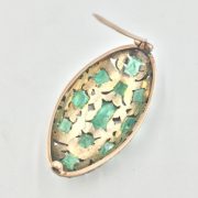 14k Sterling over Yellow Gold Emerald Brooch