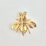 14k Gold Diamond Emerald Fly Brooch