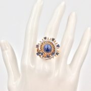 18k Gold Sapphire and Diamond Sputnik Ring