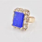 18k Gold Lapis Lazuli and Diamond Ring