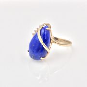 14k Gold Lapis Lazuli and Diamond Ring
