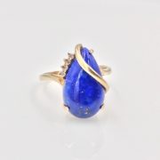 14k Gold Lapis Lazuli and Diamond Ring