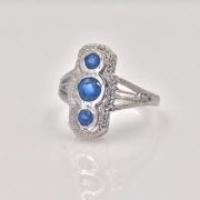 14k Gold Triple Placed Sapphire Ring