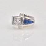 14k Sapphire and Diamond Deco Ring