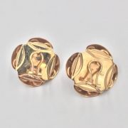 14k Gold Pearl and Black Enamel Flower Earrings