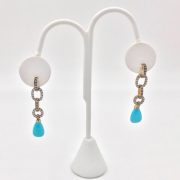 9k Gold Turquoise and Diamond Earrings