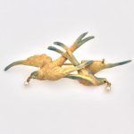 18k Gold Art Nouveau Era Swallow Brooch
