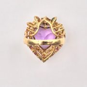 18k Gold Amethyst, Emerald, Diamond and Ruby Heart-shaped Ring (set)
