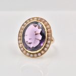 14k Gold Amethyst and Pearl Ring
