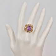14k Gold Amethyst and Pearl Ring