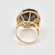 14k Gold Smokey Quartz and Diamond Ring