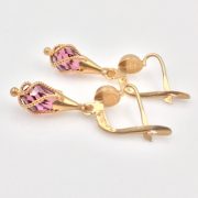 18k Gold Handmade Braided Amethyst Earrings