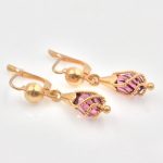 18k Gold Handmade Braided Amethyst Earrings