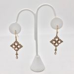 14k Rose Gold Emerald and Blue Moonstone Earrings