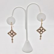 14k Rose Gold Emerald and Blue Moonstone Earrings