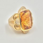 18K Gold Citrine and Diamond Accents Ring