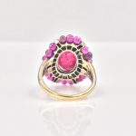 14k Gold Carved Ruby and Diamond Ring