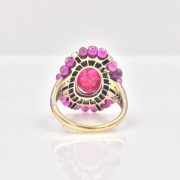 14k Gold Carved Ruby and Diamond Ring