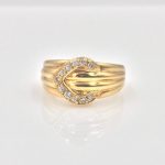 14k Gold C Shaped Diamond Ring