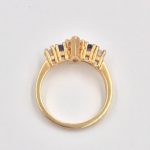 14k Gold Yellow Diamond, Sapphire, and Diamond Ring