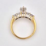 14k Gold Diamond Marquee and Platinum Ring