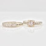 14k Gold Diamond Engagement Ring and Wedding Band Set