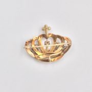 14k Gold and Diamond, Crown Brooch