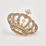 14k Gold and Diamond, Crown Brooch