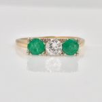 14k Gold Emerald and Diamond 1930’s Engagement Ring