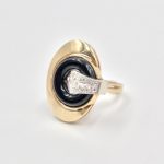 14k Gold Black Onyx and Diamond Ring