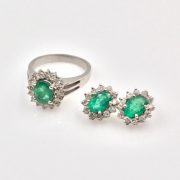 14k Gold Emerald and Diamond Earring (earrings only)