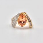 14k Gold Precious Topaz and Diamond Ring
