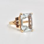 1940’s Art Deco Design – 14k Gold Aquamarine Ring