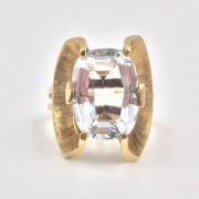 14k Gold Aquamarine Elephant Ear-style Ring