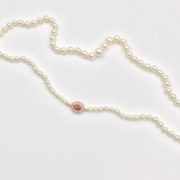 Pearl Necklace with Pink Tourmaline and Diamonds