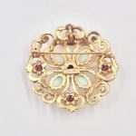 14k Gold Ruby and Opal Brooch