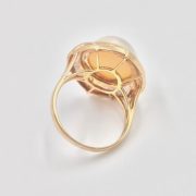 Cultured Mabe Pearl and Diamond Ring in Gold