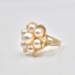 Cultured Pearl Flower Style Ring in Gold