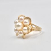 Cultured Pearl Flower Style Ring in Gold