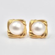 Mabe Pearl Earrings in Gold