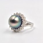Tahitian Pearl and Diamond Ring in Gold